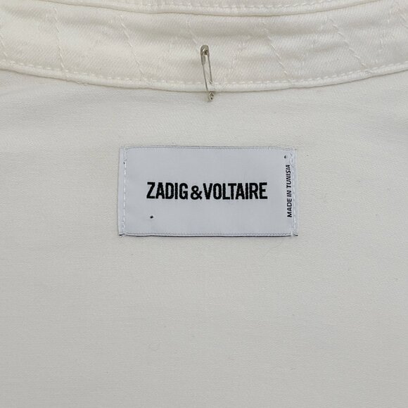 Zadig & Voltaire White Kioky Denim Jacket with Strass Skull - Picture 4 of 4